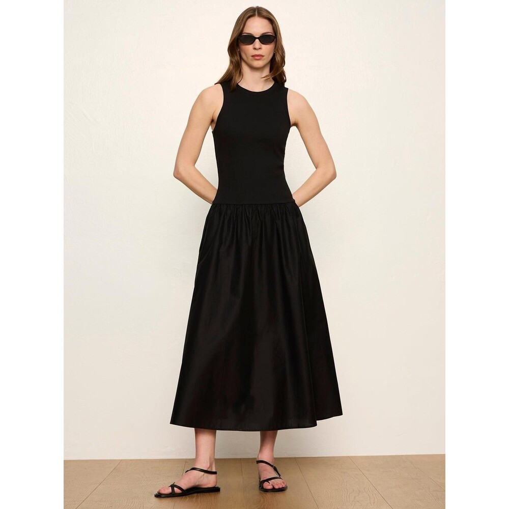 Sanctuary Take Me Away Mixed Media Midi Dress Black Large